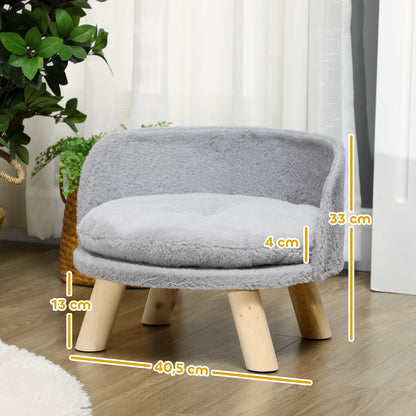 Pawhut Cama Elevada Para Perros Miniaturas Con Cojín Lavable Ø40,5x33 Cm Gris_2