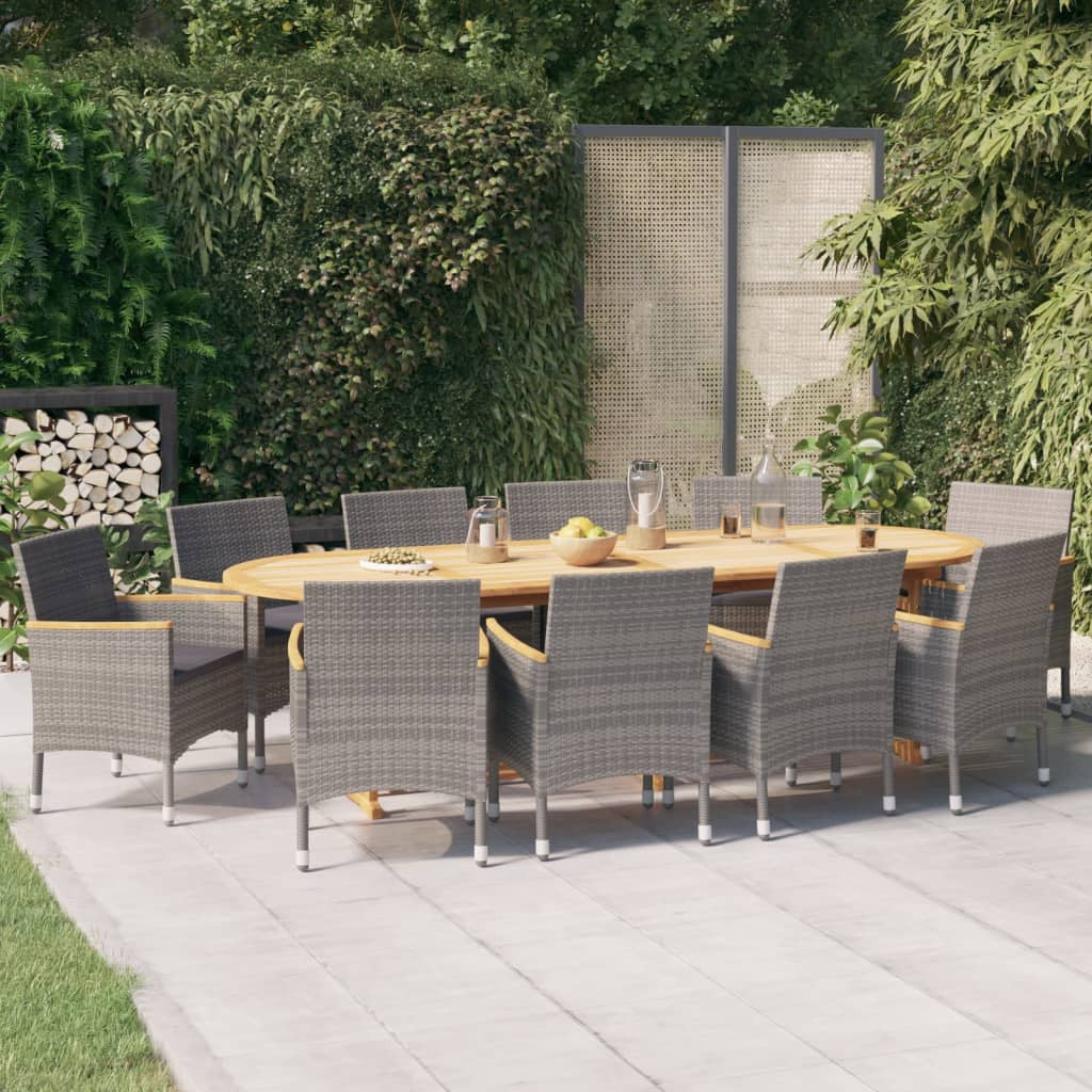 Vidaxl Juego De Comedor De Jardín 11 Piezas Con Cojines Gris_1