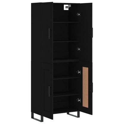 Aparador Alto Madera Contrachapada Negro 69,5x34x180 Cm_3