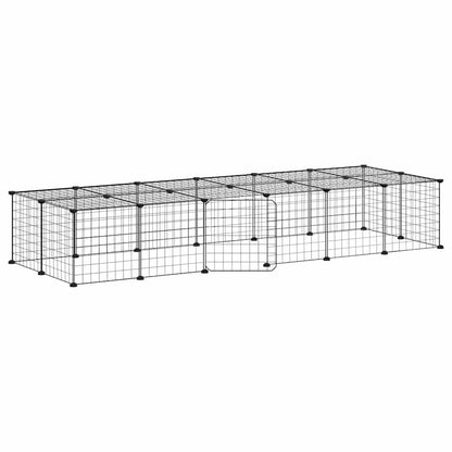 Vidaxl Jaula Para Mascotas De 28 Paneles Puerta Acero Negro 35x35 Cm_0