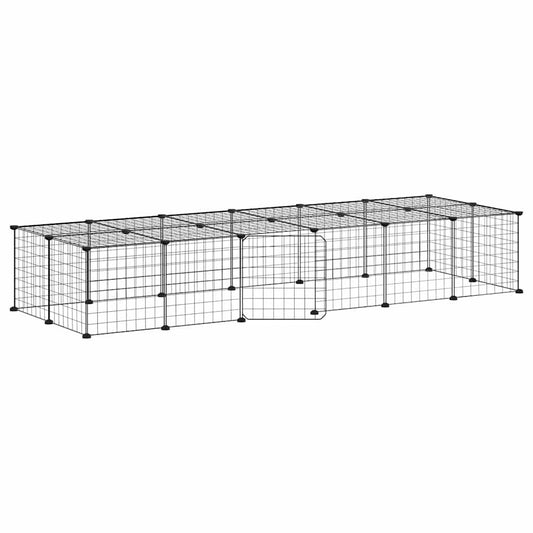 Vidaxl Jaula Para Mascotas De 28 Paneles Puerta Acero Negro 35x35 Cm_0