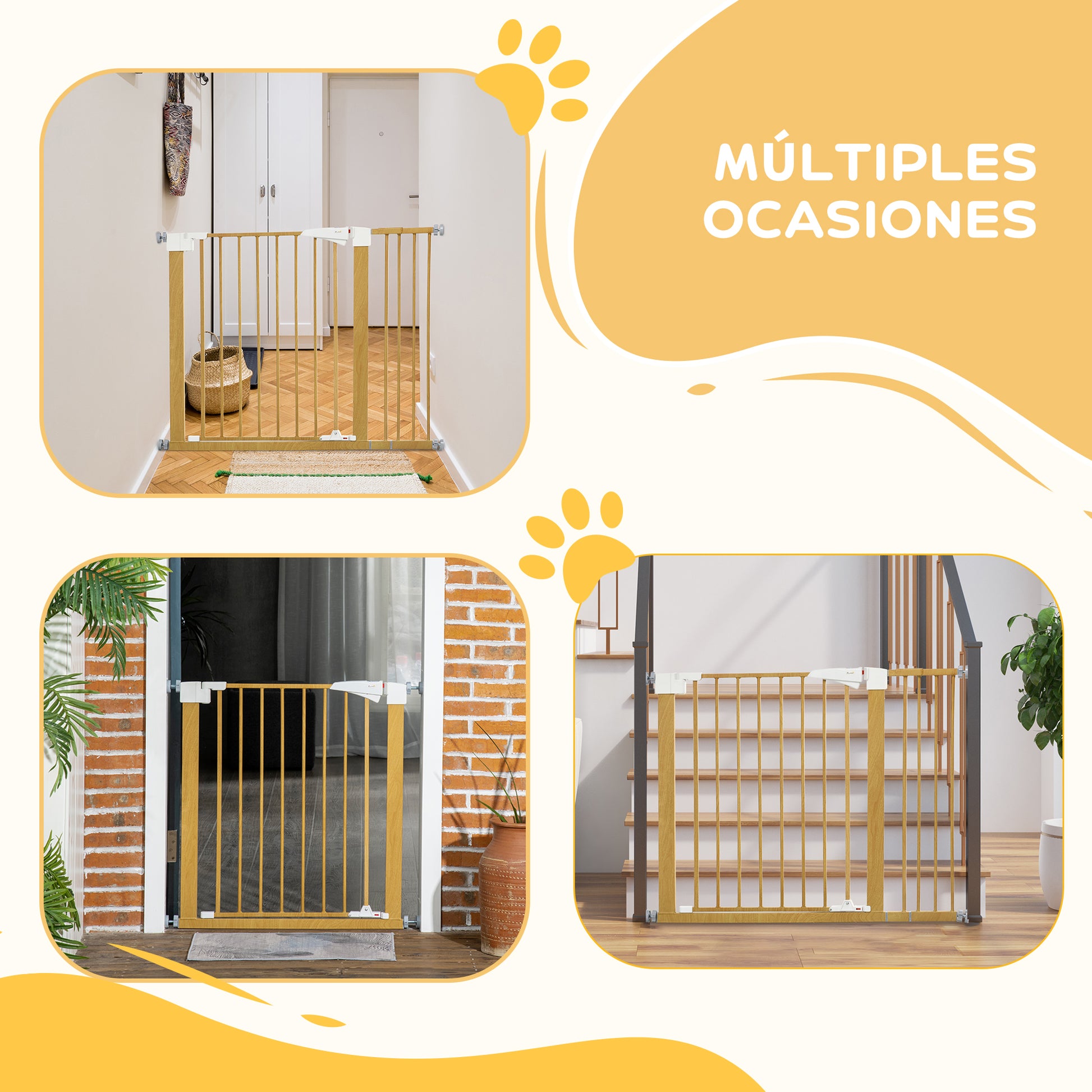 Pawhut Barrera De Seguridad Para Perros 77-103 Cm 2 Extensiones Mango Luminoso_3