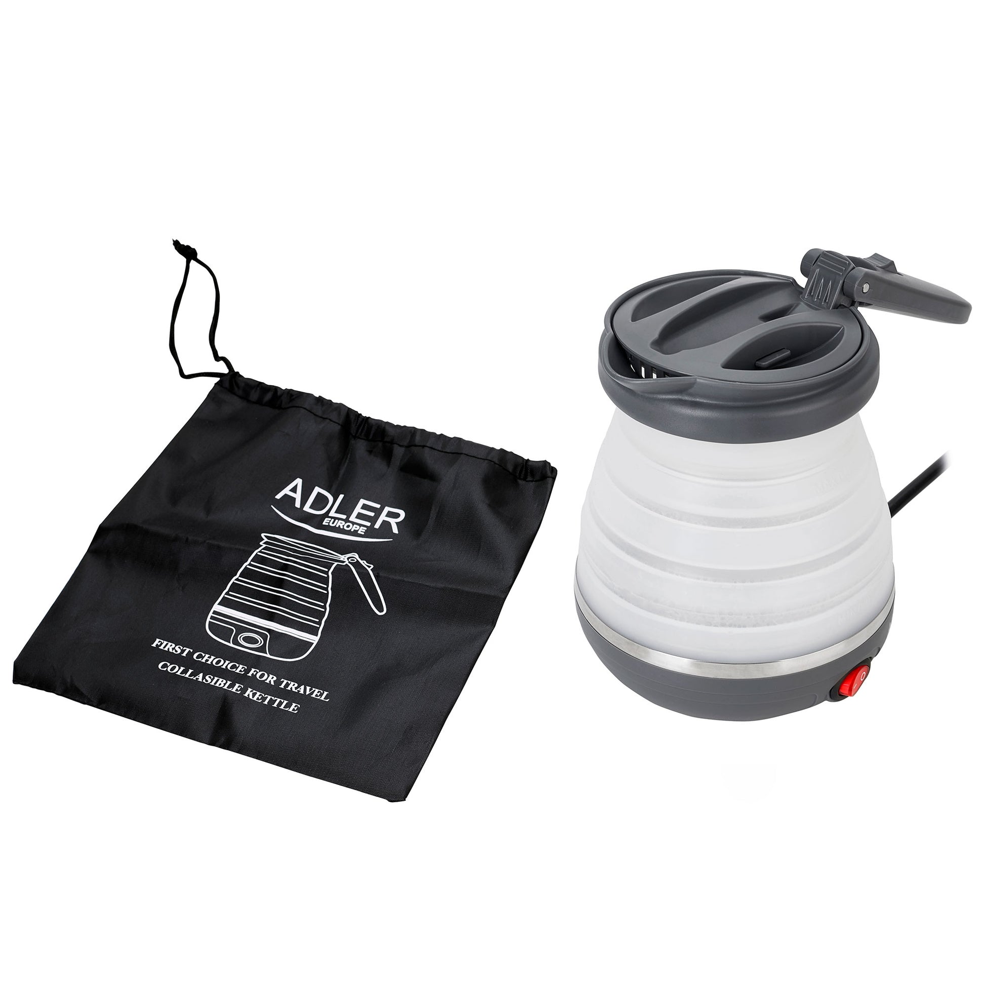 Adler Hervidor Agua Eléctrico Plegable, 0,6l, Silicona Sin Bpa, Resistencia Oculta, Apagado Automátic, Ad1279, Blanco_3