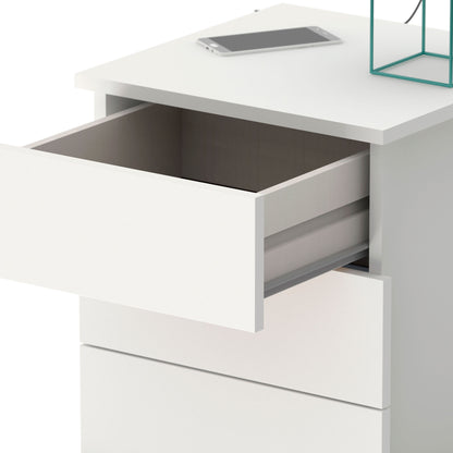 Mesita De Noche 3 Cajones, Mesilla Dormitorio Cajonera 48,5x41x40 Cm (alto X Ancho X Profundo), Briebe, Serenade, Blanco