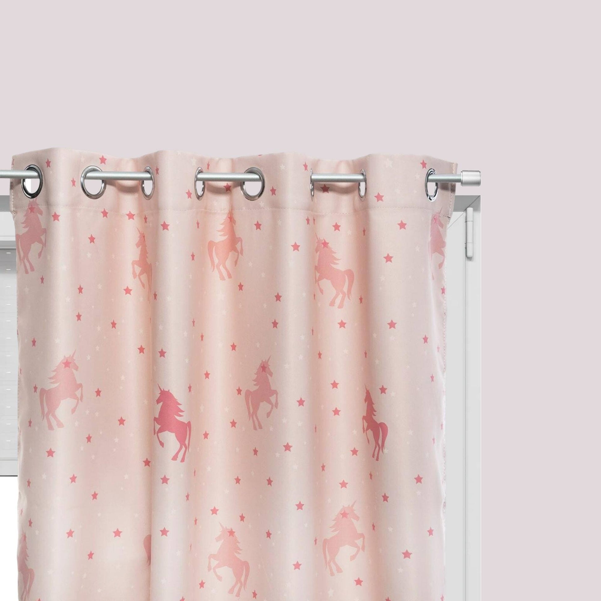 Well Home - Cortina Opaca Infantil unicornio Rosa 140x250cm