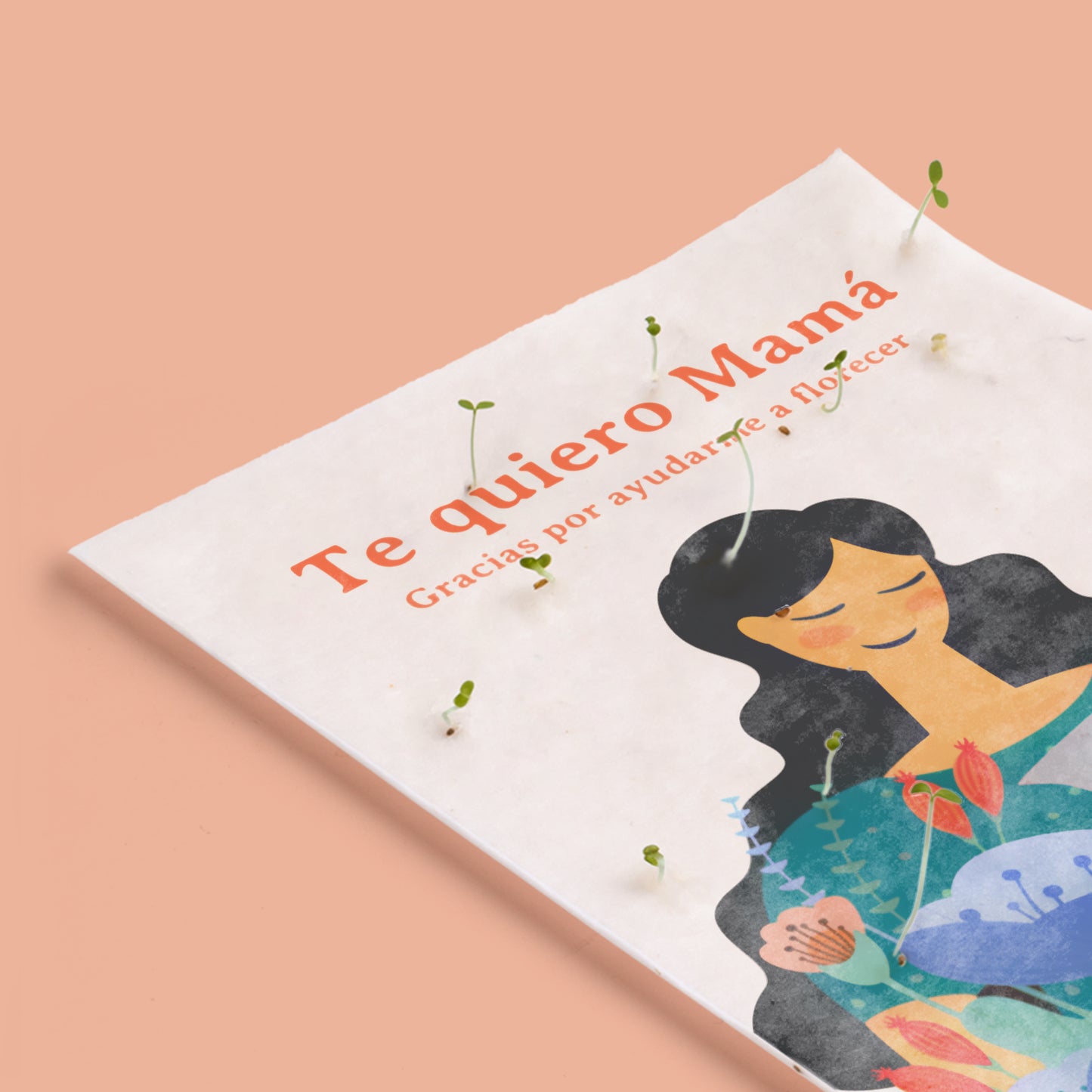 Postal Plantable Te Quiero Mamá con Semillas de Flor de Aliso – Detalle Original - Resetea_2