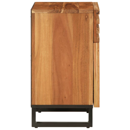 Mesita De Noche Madera Maciza Mango Marrón 50x34x60 Cm_1