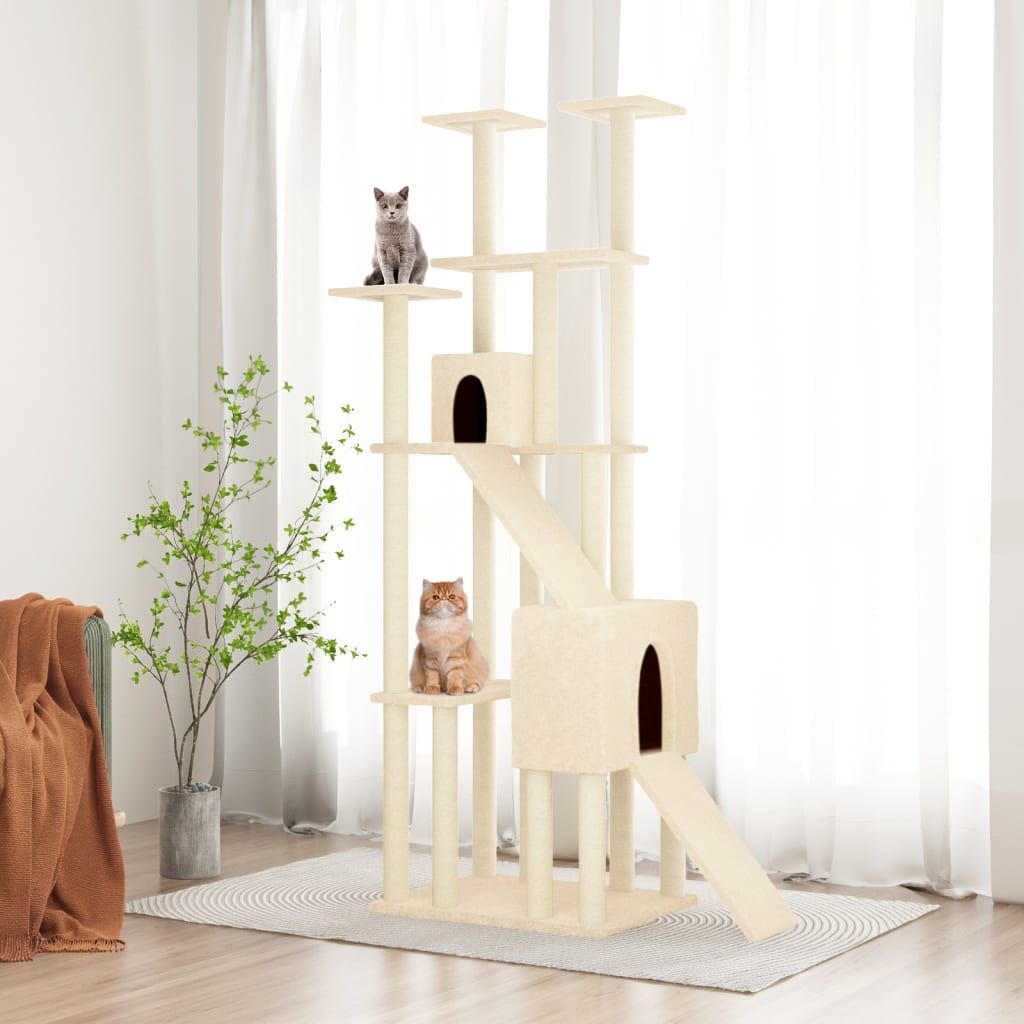Vidaxl Rascador Para Gatos Con Postes De Sisal Crema 190 Cm_1