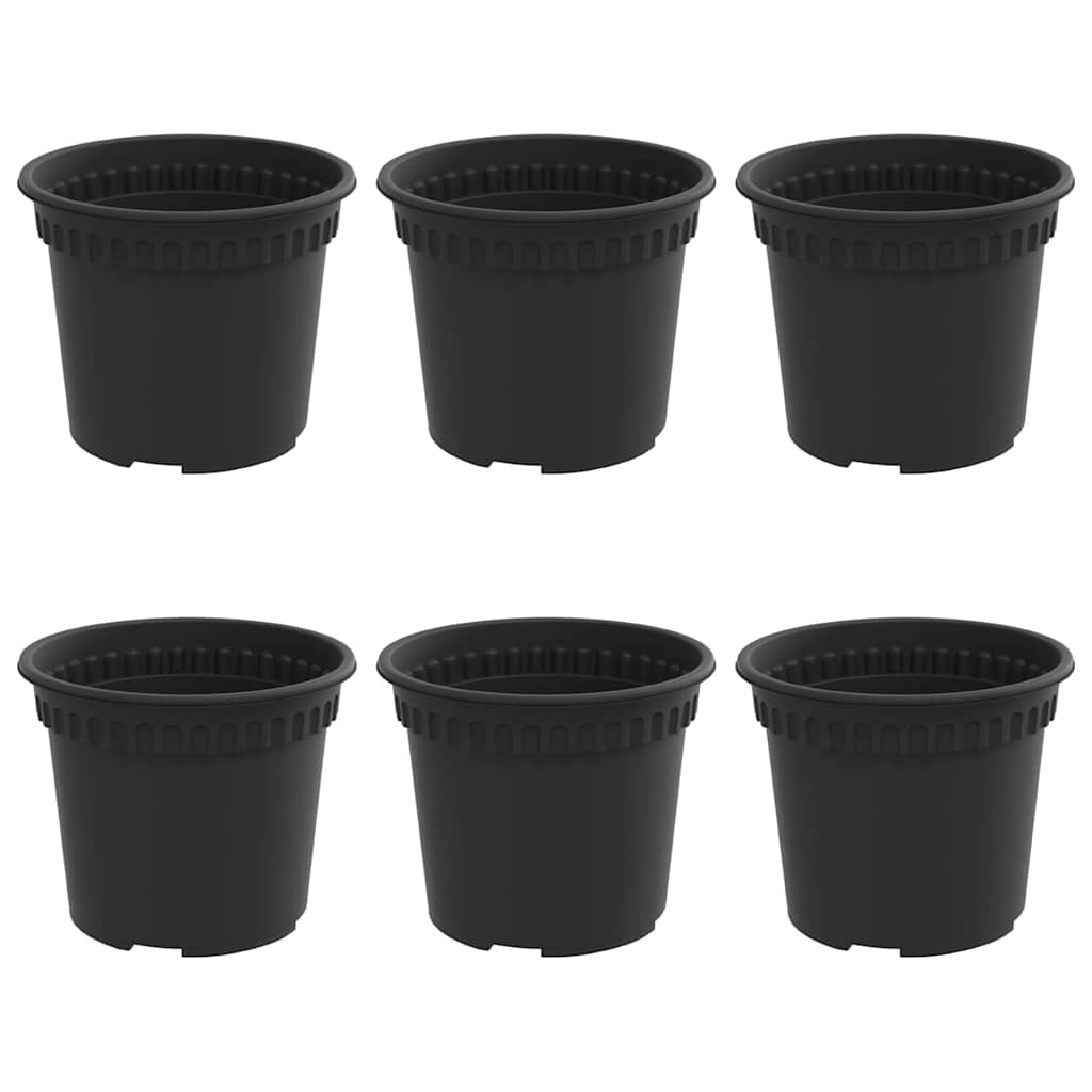 Maceta Redonda Para Flores 6 Uds. Negro Ø 12,5 X 10 Cm Plástico_0