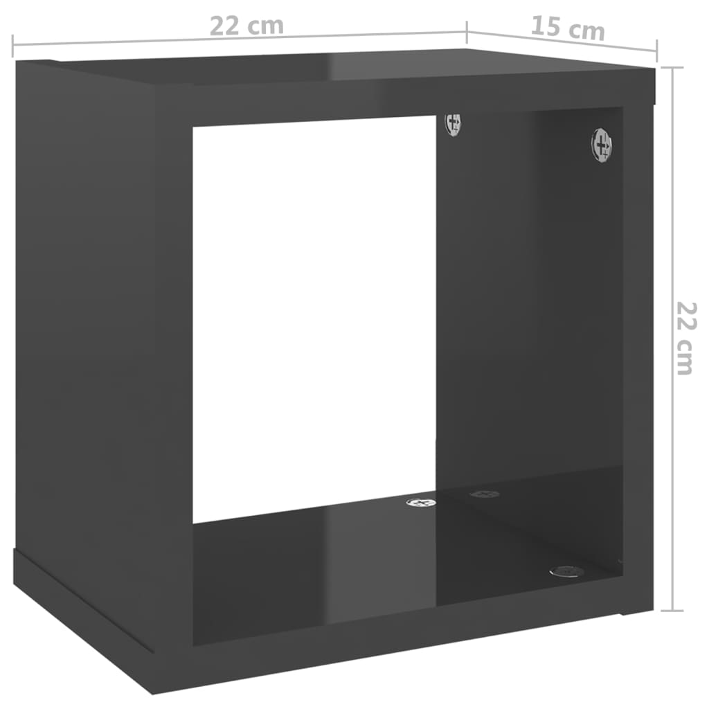 Estantes Cubo De Pared 6 Unidades Gris Brillo 22x15x22 Cm / Vetonek_4