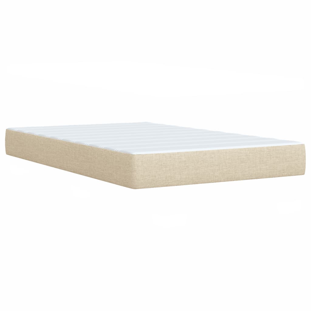 Cama Box Spring Con Colchón Tela Color Crema 120x200 Cm / Vetonek_1
