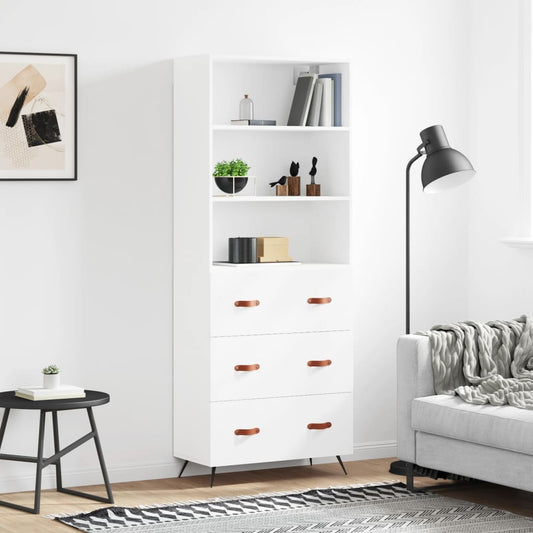 Aparador Alto Madera Contrachapada Blanco 69,5x34x180 Cm_0