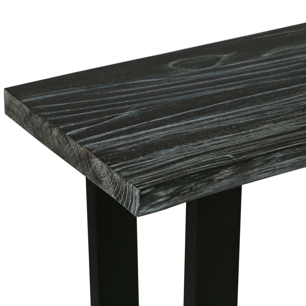 Mesa Consola De Madera Maciza De Mindi 110x35x75 Cm Gris_2