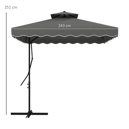 Outsunny Sombrilla Terraza Exterior De 2,5 M Con Manivela Techo Doble Gris_2