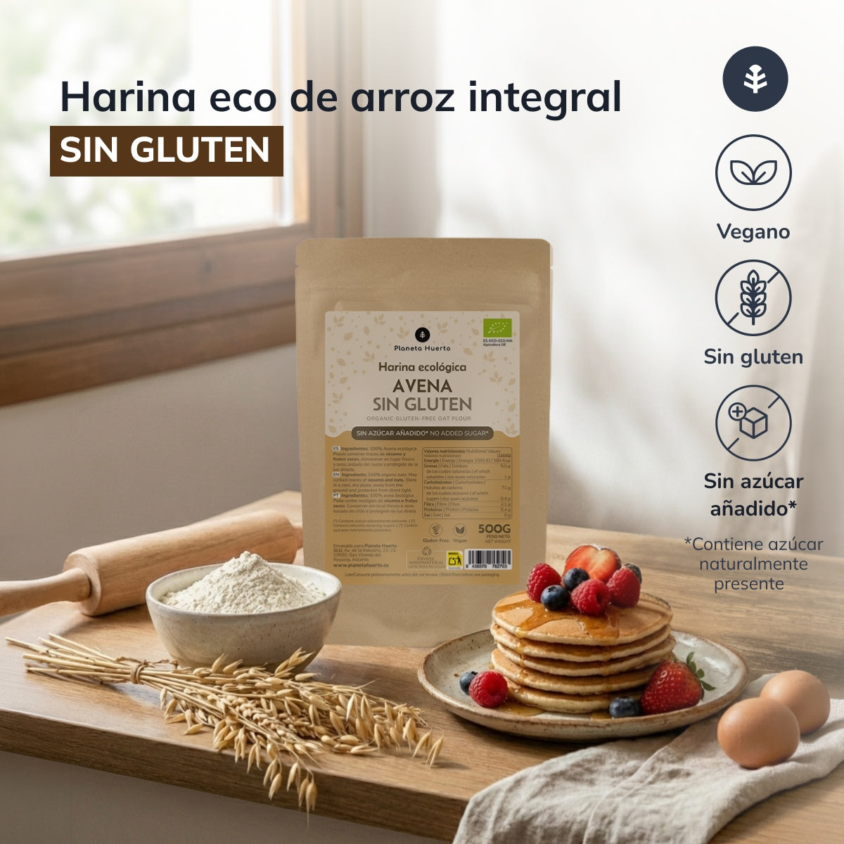 Harina de Avena Sin Gluten ECO Planeta Huerto  500 g