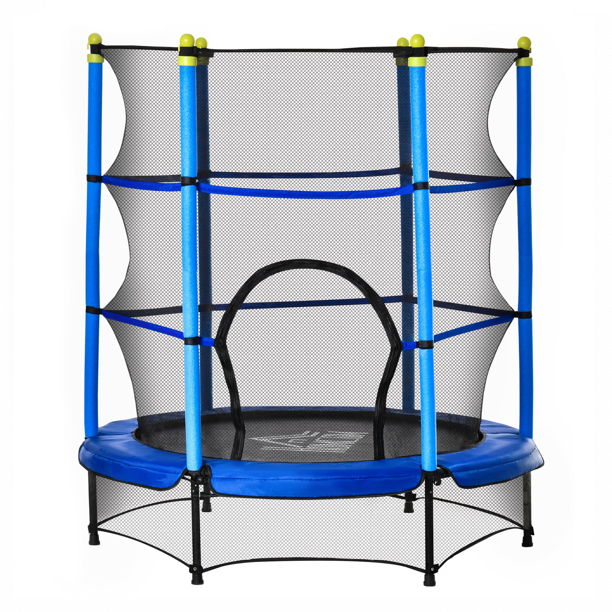 Homcom Trampolín Para Niños +3 Años Con Red De Seguridad Acero Ø140x160 Cm Azul_0