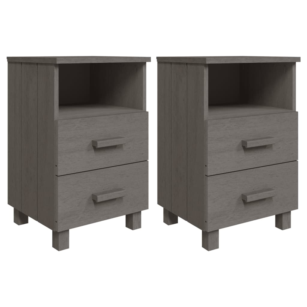 Mesitas Noche 2 Uds Hamar Pino Macizo Gris Claro 40x35x62 Cm_0