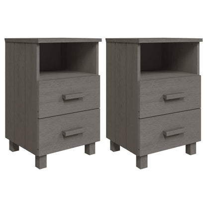 Mesitas Noche 2 Uds Hamar Pino Macizo Gris Claro 40x35x62 Cm_0