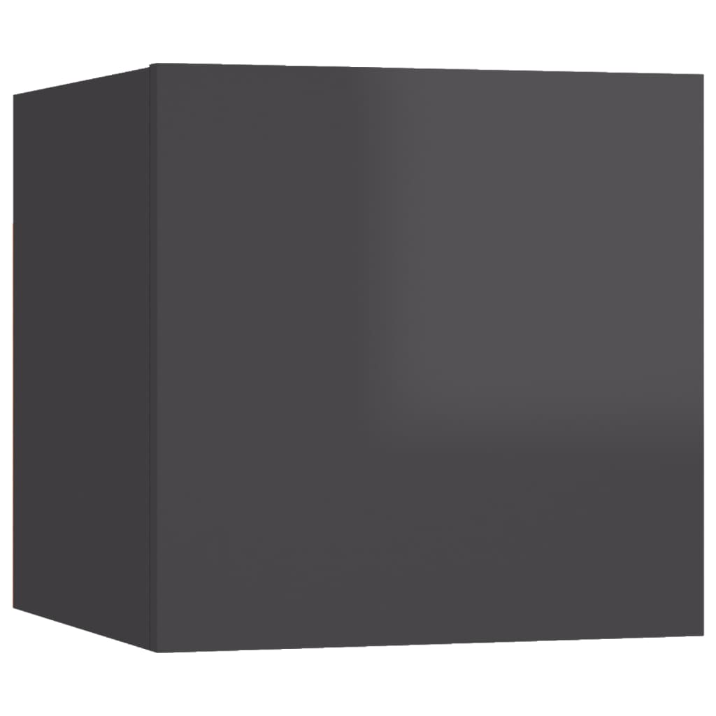 Mesita De Noche Madera De Ingeniería Gris Brillo 30,5x30x30 Cm_0