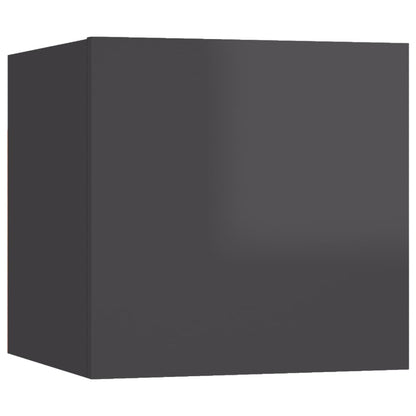 Mesita De Noche Madera De Ingeniería Gris Brillo 30,5x30x30 Cm_0