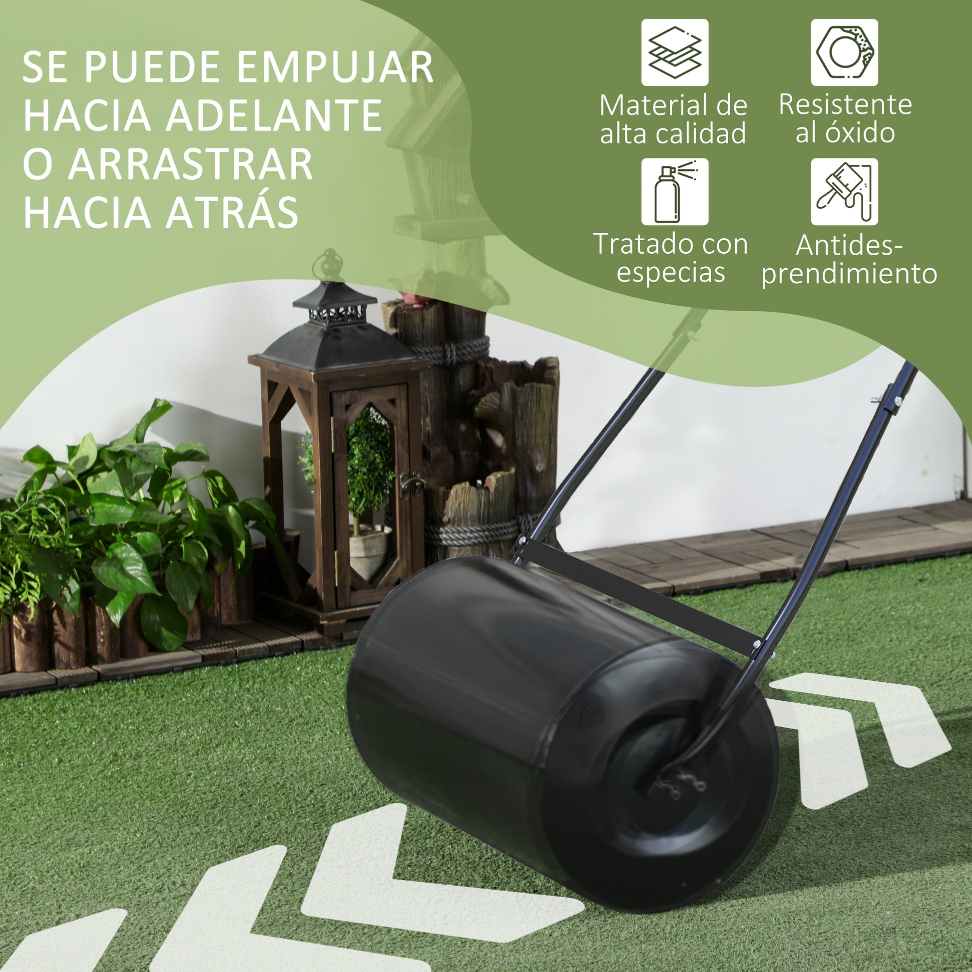 Durhand Rodillo De Césped Jardín Acero 38l Llena Agua Arena Φ32x50cm Asa_4