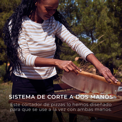 Set Compuesto Por Cortador De Pizza + Tabla De Corte En Madera Masterpro_1