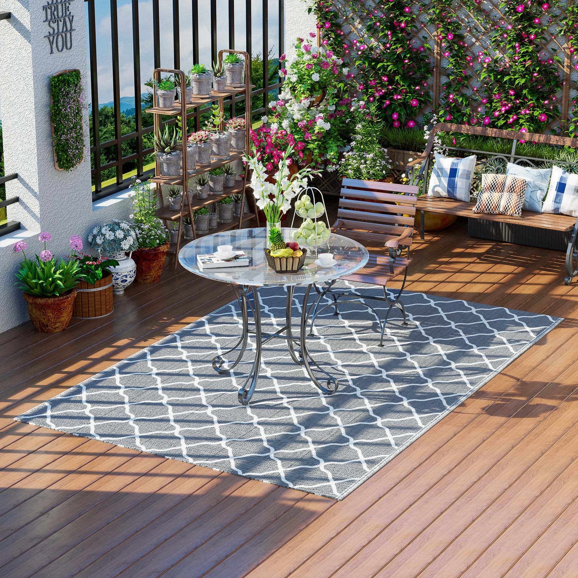 Outsunny Alfombra Exterior 182x274 Cm Reversible De Plástico Impermeable Gris_0