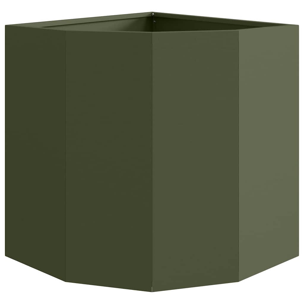 Macetero De Esquina Verde Oliva 45 X 45 X 50 Cm Acero_4