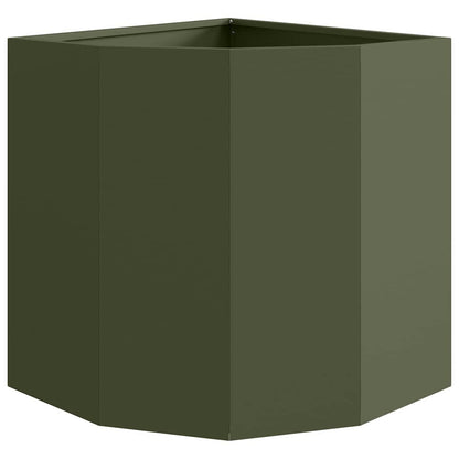 Macetero De Esquina Verde Oliva 45 X 45 X 50 Cm Acero_4