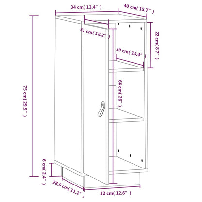 Aparador De Madera Maciza De Pino Negro 34x40x75 Cm / Vetonek_4