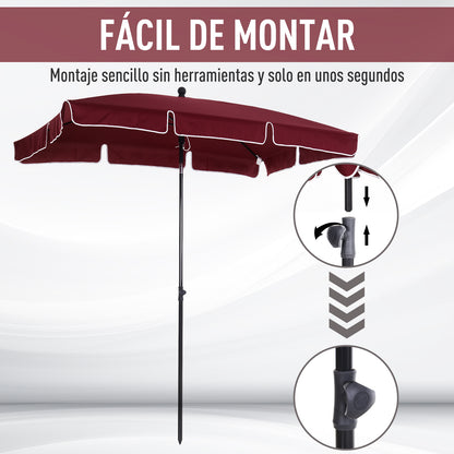 Outsunny Sombrilla De Jardín De Aluminio 198x130x245 Cm Rojo Vino_4