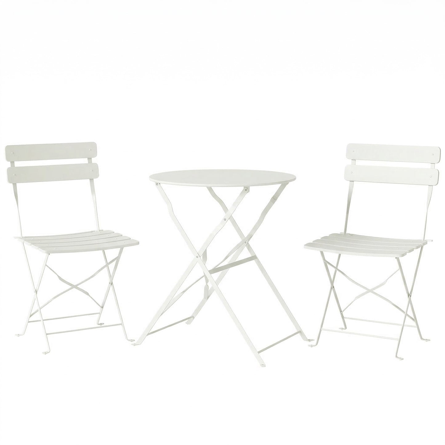 Outsunny Conjunto De Muebles De Jardín Con 2 Sillas Plegables Y Mesa Crema_0