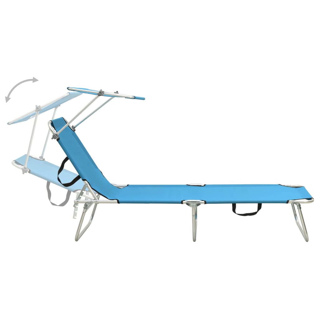 Tumbona Plegable Con Toldo Aluminio Azul_3