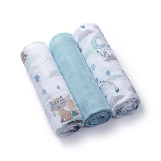 Pack 3 Muselinas Bambú Organico 70x70 Cm Mapache_0