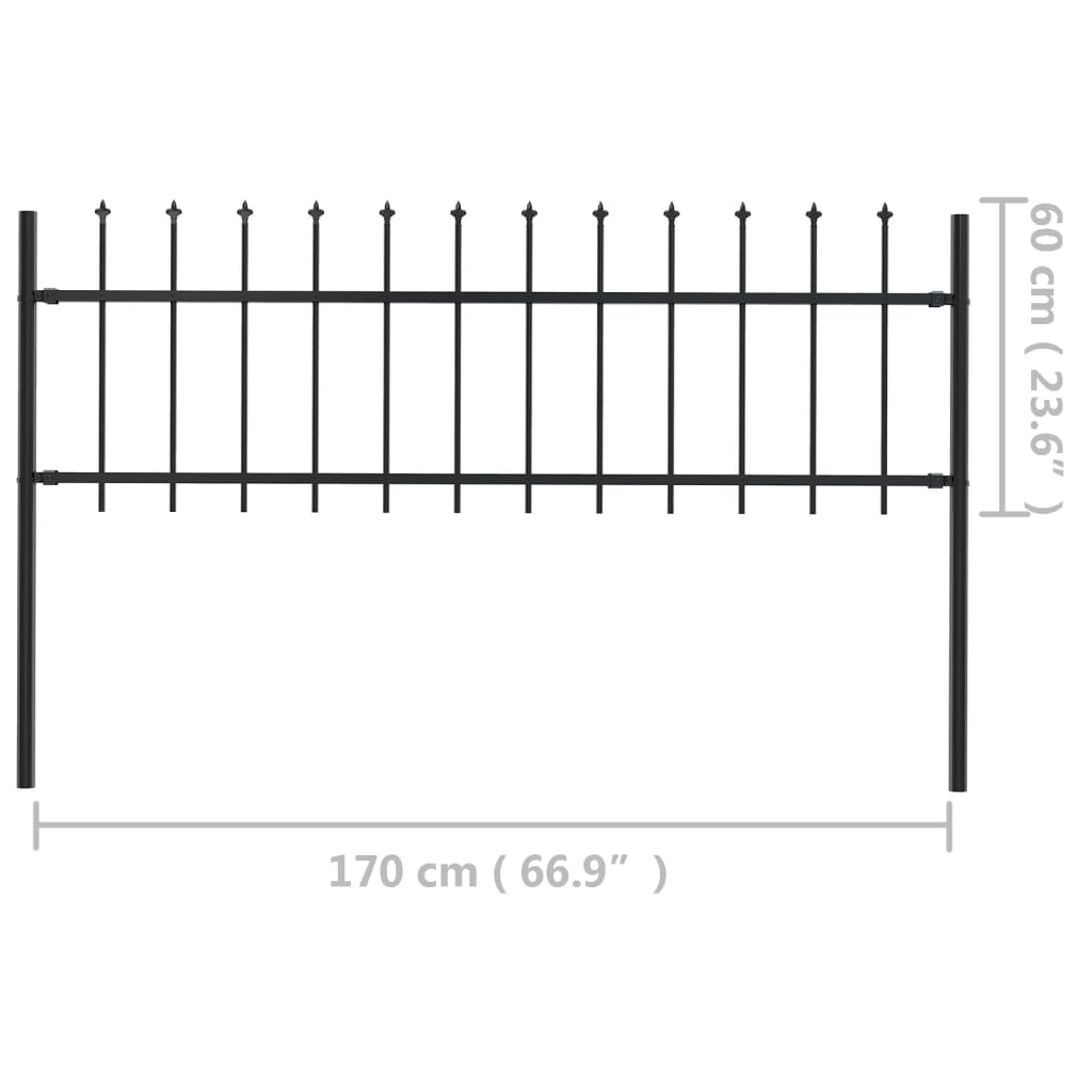 Valla De Jardín Con Puntas De Lanza Acero Negro 1,7x0,6 M / Vetonek_2