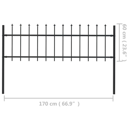 Valla De Jardín Con Puntas De Lanza Acero Negro 1,7x0,6 M / Vetonek_2