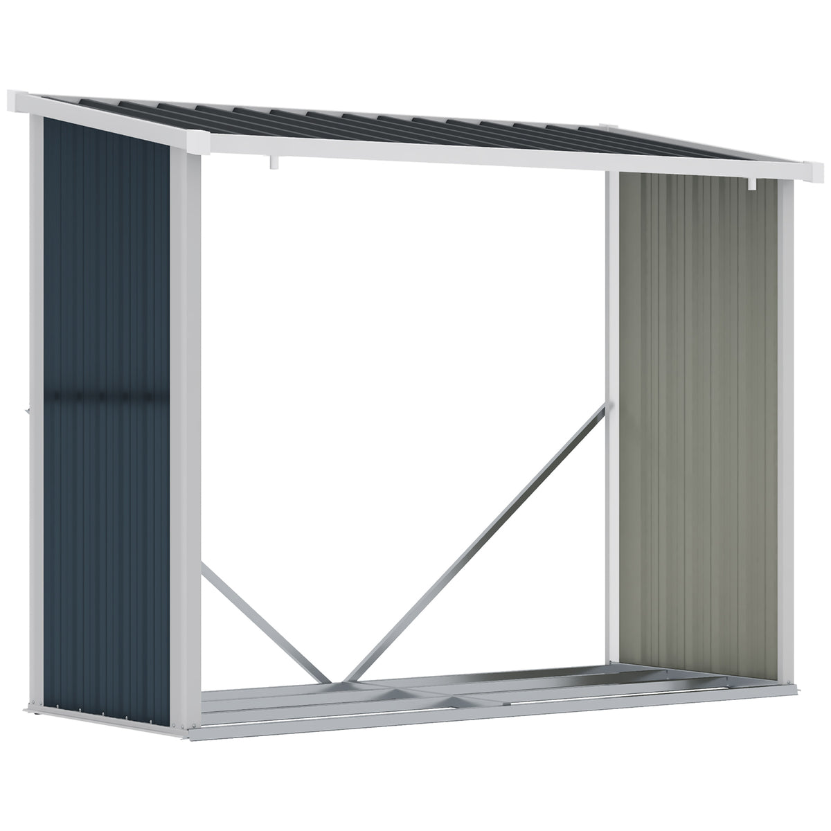 Outsunny Casetilla Para Leña De Jardín Acero Galvanizado 185x84x133,5/148,5 Cm_0