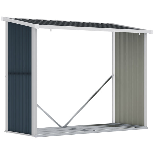 Outsunny Casetilla Para Leña De Jardín Acero Galvanizado 185x84x133,5/148,5 Cm_0