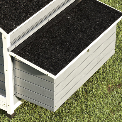Pawhut Gallinero De Madera Para Exterior Con 2 Nidos 150x100x96,5 Cm Gris_3