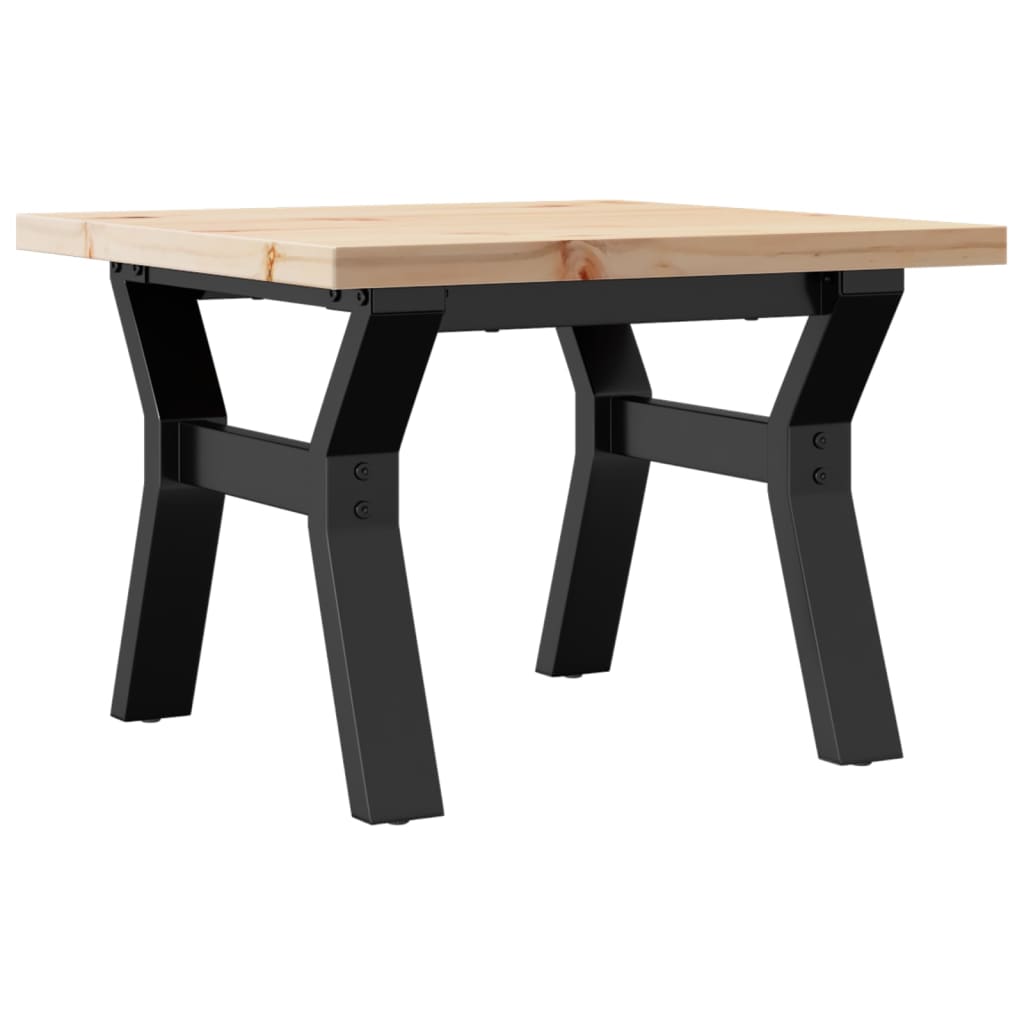Mesa De Centro Marco Y Madera Maciza Pino Y Acero 50x50x35,5 Cm_4
