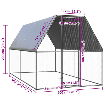 Vidaxl Jaula Gallinero De Exterior De Acero Galvanizado 2x4x2 M_2