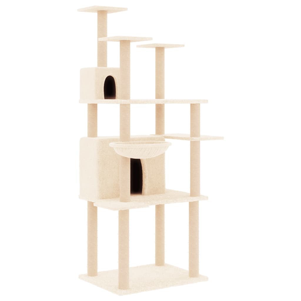 Vidaxl Rascador Para Gatos Con Postes De Sisal Crema 166 Cm_0