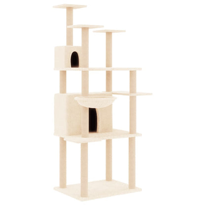 Vidaxl Rascador Para Gatos Con Postes De Sisal Crema 166 Cm_0