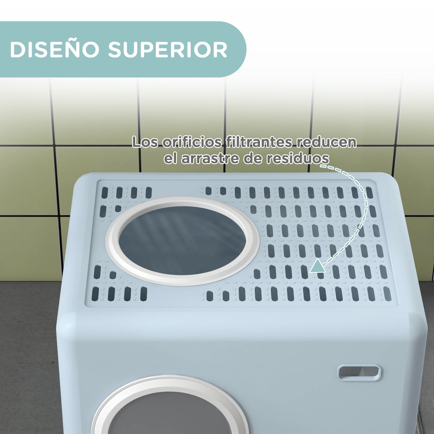 Pawhut Arenero Para Gatos Cubierto Con Bandeja Extraíble Puertas Pala Azul_5