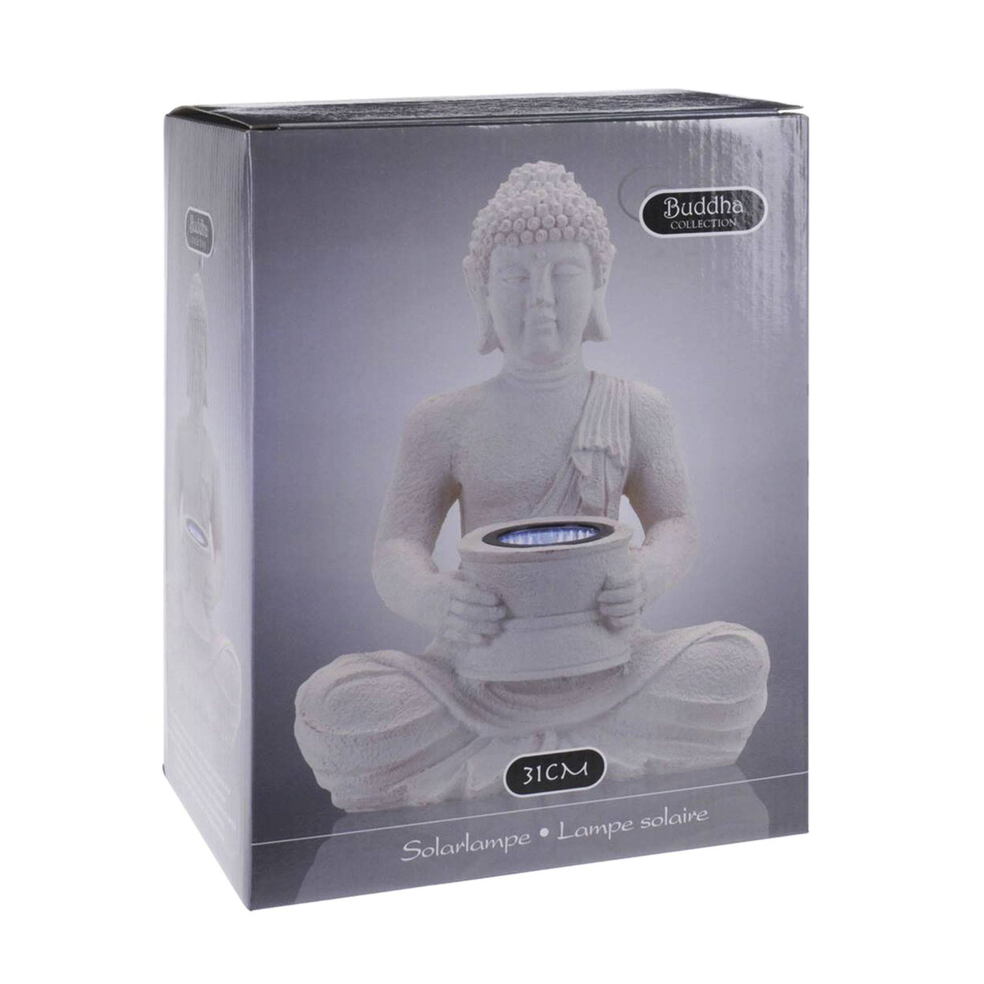 Luz Solar De Buda Polystone Blanco Puro 21x14x28cm_2