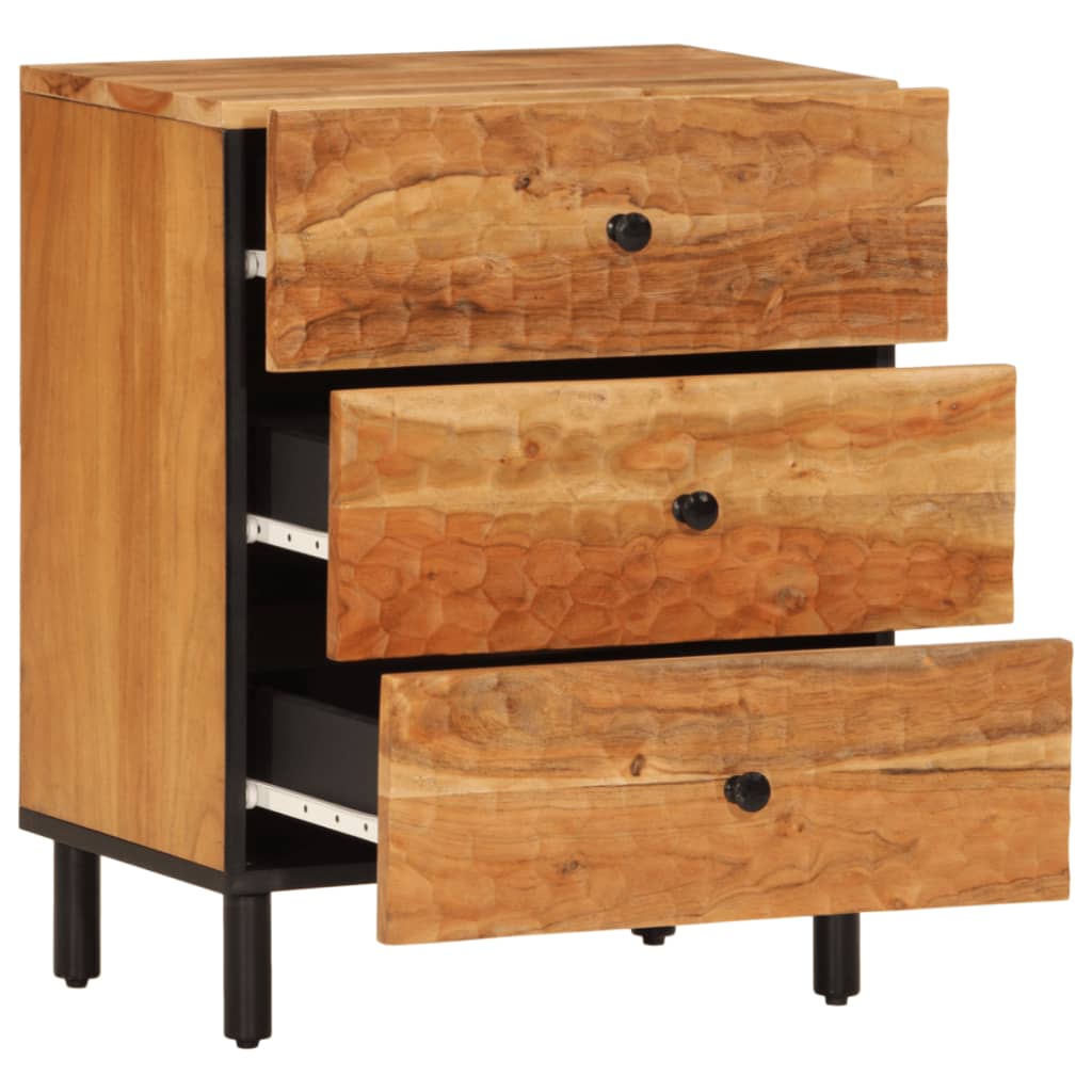 Mesita De Noche Madera Maciza De Acacia 50x33x60 Cm_2