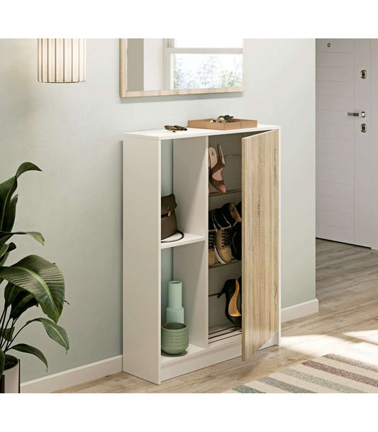 Zapatero Neo Una Puerta Y Dos Huecos Acabado Blanco/cambrian, 110 Cm(alto)80 Cm(ancho)25 Cm(fondo)_0