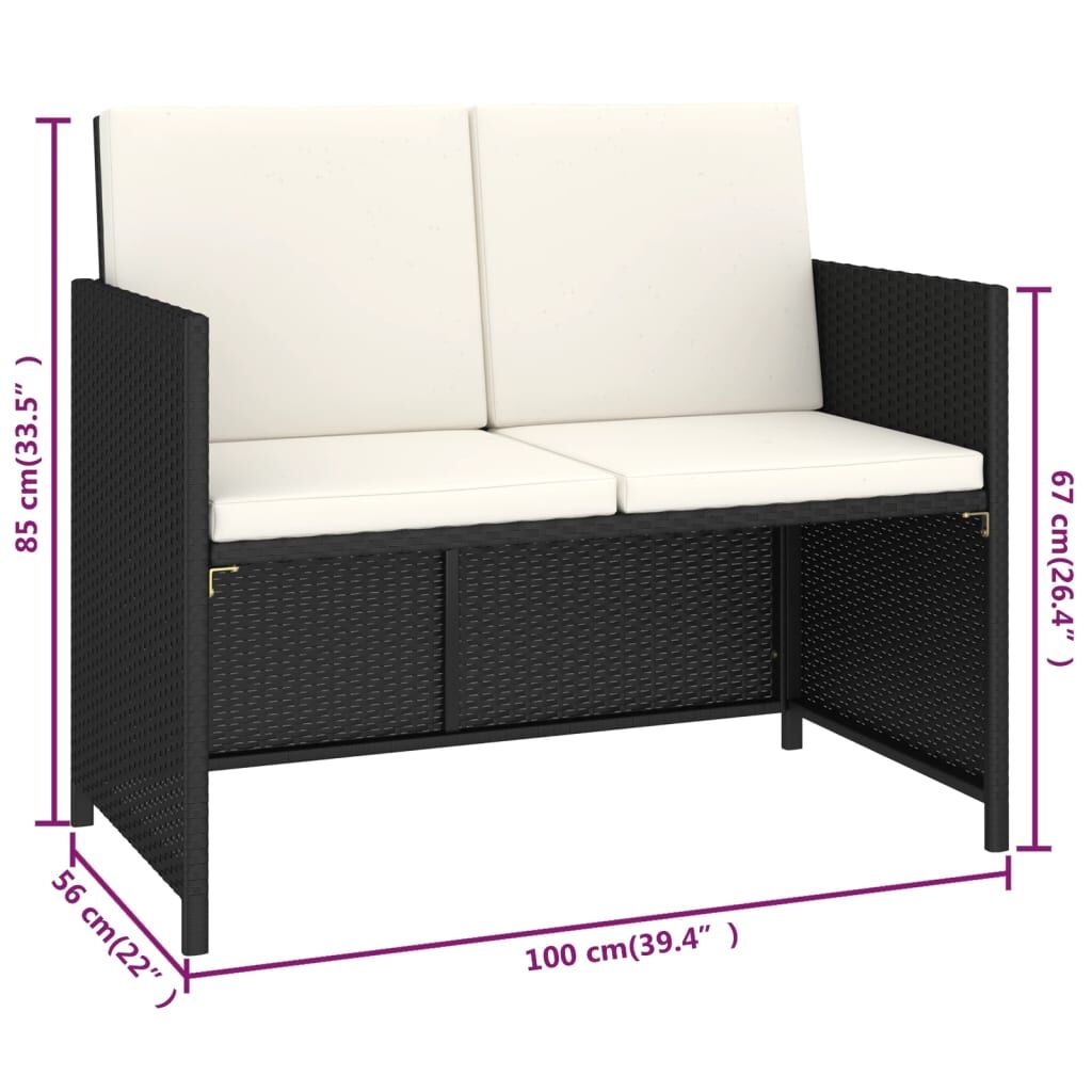 Vidaxl Set Comedor De Jardín 6 Piezas Y Cojines Ratán Sintético Negro_2