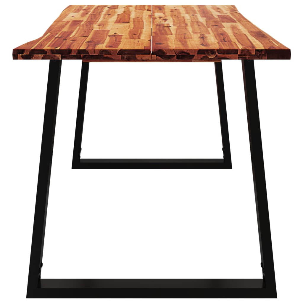Mesa De Comedor Con Borde Vivo Madera Maciza Acacia 140x80x75cm_3