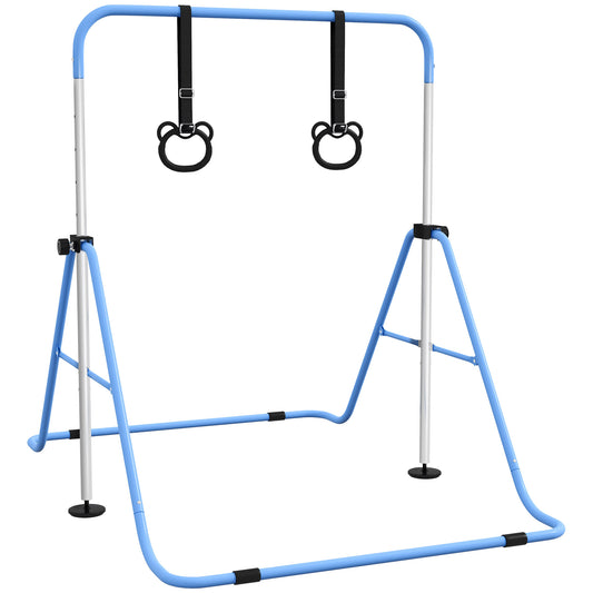 Homcom Barra De Gimnasia Para Niños Con Altura Ajustable En 5 Niveles Y Anillos_0